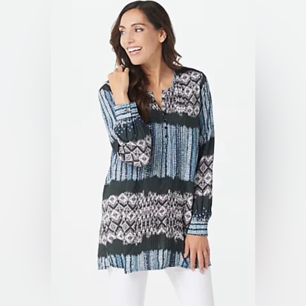 Tolani Collection Boho Peasant Aztec Monique Blouse Size Small
